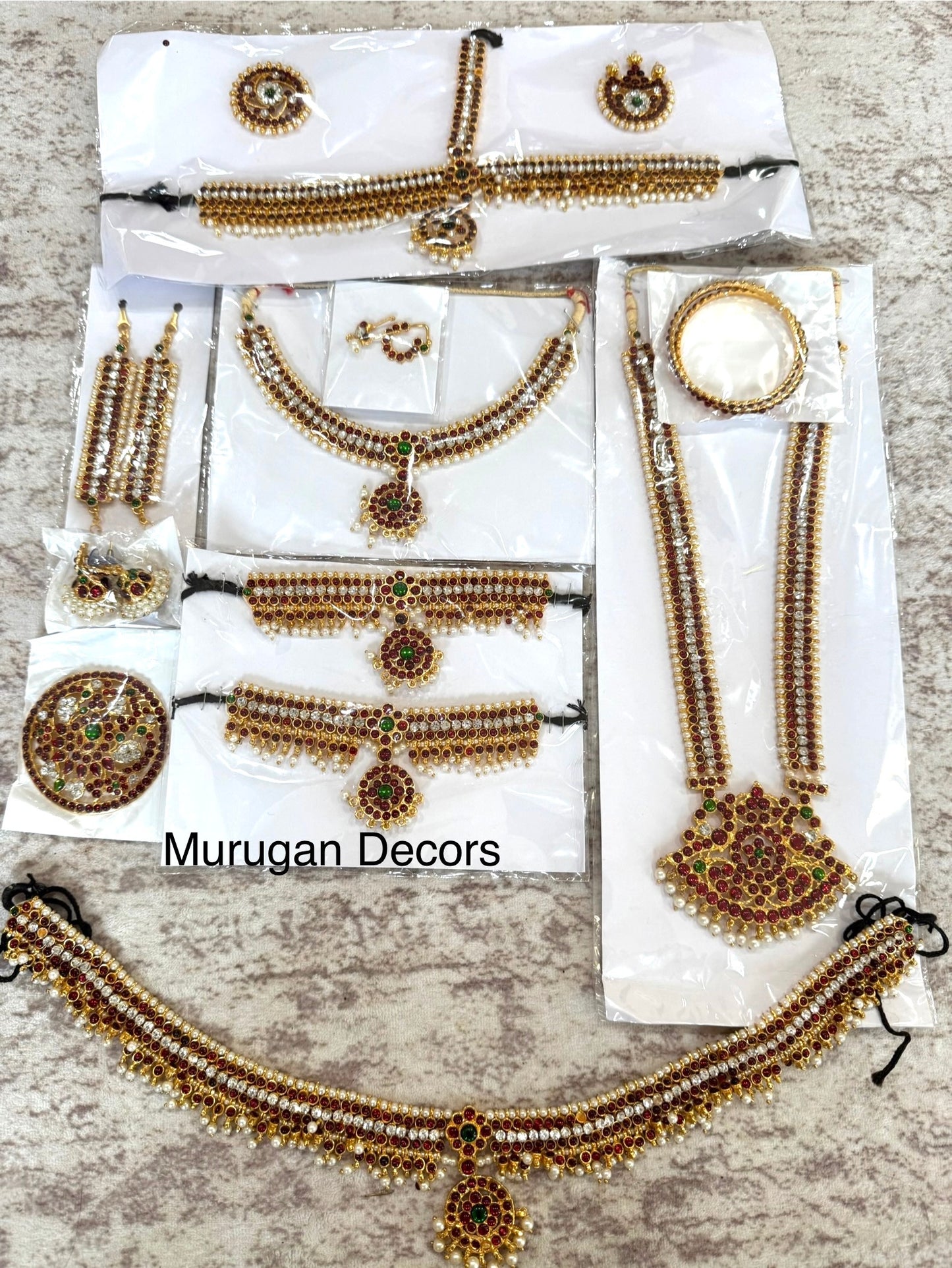 Bharathanatyam Dance Jewellery full Set| Kemp Bharatanatyam Jewelry/ Stone & Pearl Jewelry Set For Dance