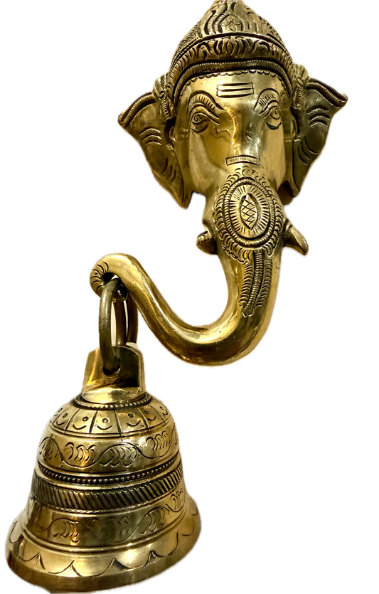 Brass Ethnic Wall Hanging Ganesha Face With Bell|Home Decor Item/Best House Warming Gift/Home Decorative by Indian Collectible 1 pc