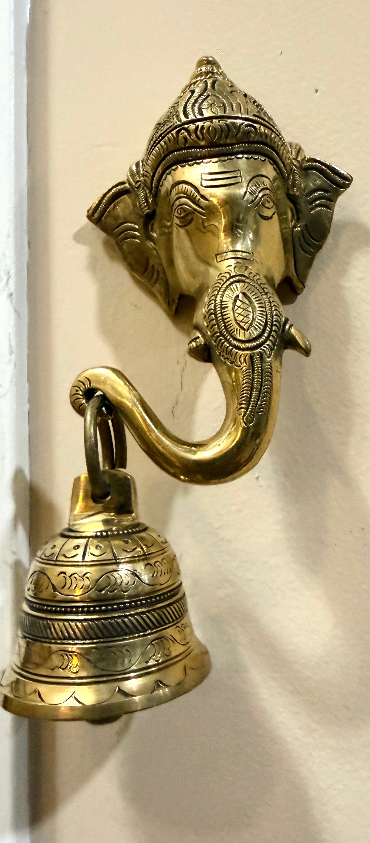 Brass Ethnic Wall Hanging Ganesha Face With Bell|Home Decor Item/Best House Warming Gift/Home Decorative by Indian Collectible 1 pc