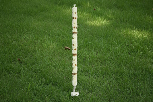 Gold and White Jasmine Garland| Indian Artificial garland | pooja backdrop garland set for housewarming/festival decorations