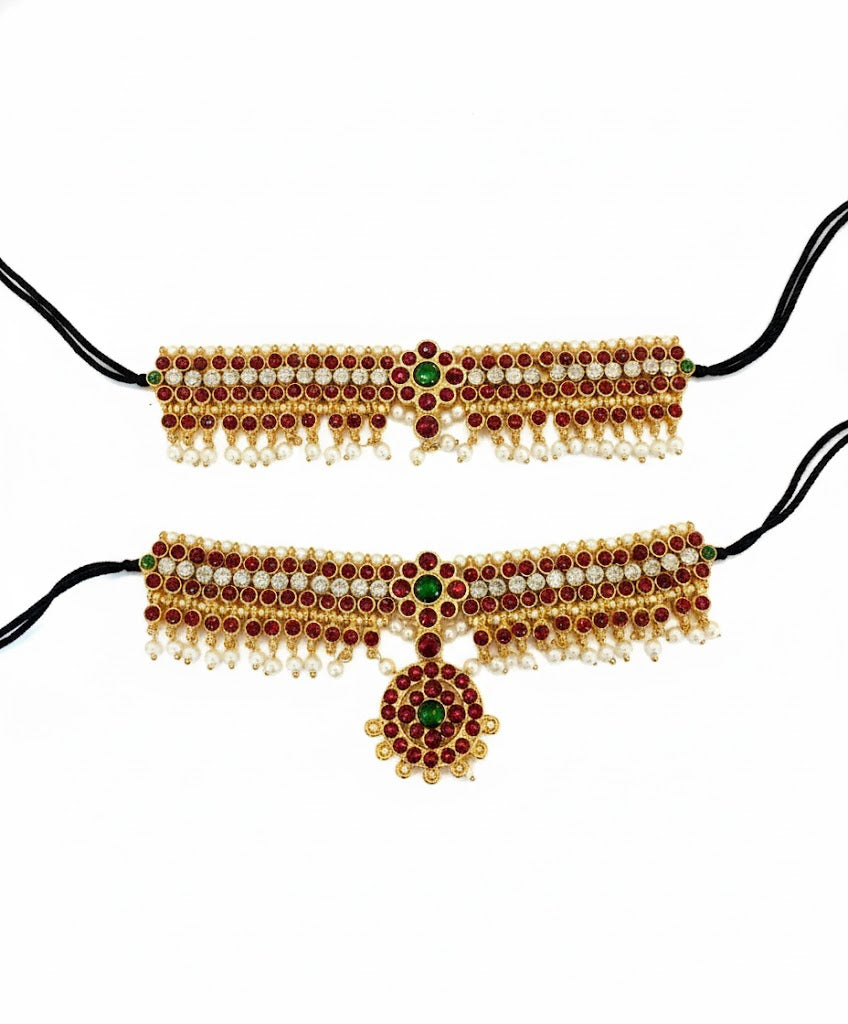 Bharathanatyam Dance Jewellery full Set| Kemp Bharatanatyam Jewelry/ Stone & Pearl Jewelry Set For Dance