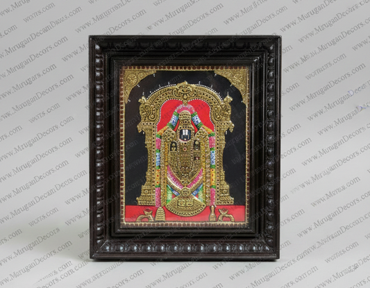 Venkateswara Tirupati Balaji Tanjore Painting With Teakwood Frame – (15x13 in) Hindu Deity Photo Frames for Home Pooja Mandir and for housewarming pooja