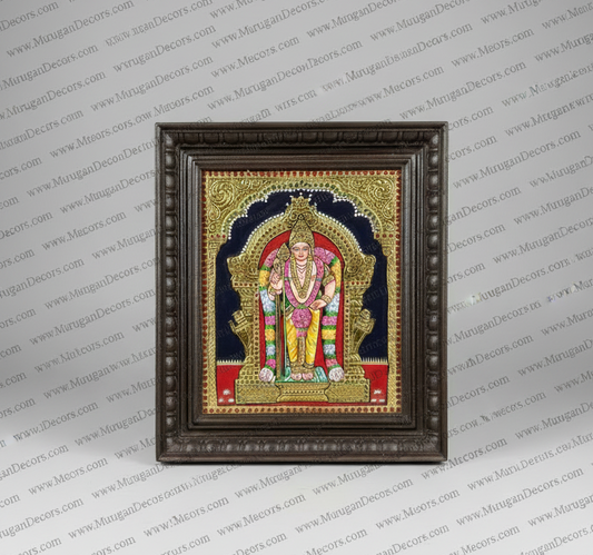 Lord Murugan Tanjore Painting With Teakwood Frame – (15x13 in) Hindu Deity Photo Frames for Home Pooja Mandir and for housewarming pooja