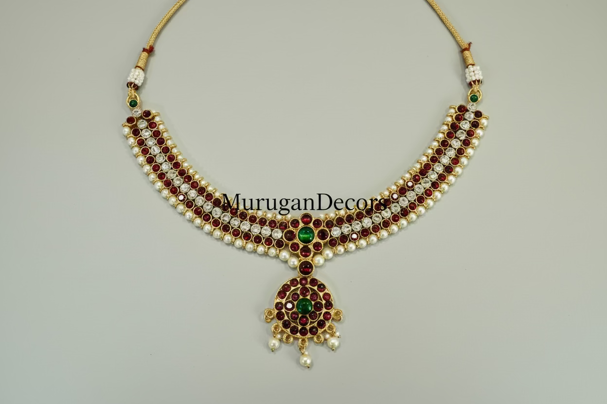 Bharathanatyam Dance Jewellery full Set with Hip Belt | Kemp Bharatanatyam Jewelry/ Stone & Pearl Jewelry Set For Classical Dance
