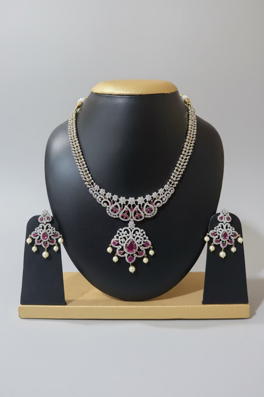 AD Stone Indian Artificial Jewelry Set – Necklace &amp; Earring Set |Indian Artificial Jewelry Online USA |AD Stone | Gold Plated Imitation Jewelry for Weddings, Festivals| Celebrations,Parties
