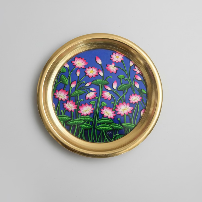 Brass decorated plates  /Flower design work brass |pooja thali|pooja plate| Housewarming Gift, Thambulam Plate, Pooja Gift, Return Gift, Navarathri gift, Diwali Gift