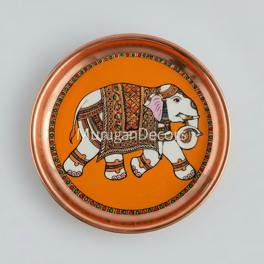 Meenakari Peacock/Flower design work steel plate|pooja thali|pooja plate| Housewarming Gift, Thambulam Plate, Pooja Gift, Return Gift, Navarathri gift, Diwali Gift