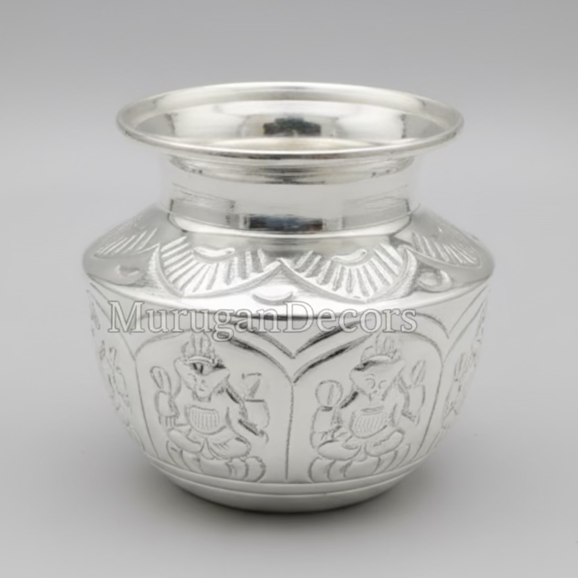 German silver 5inch Kalash |Pure German silver Ashtalakshmi kalasha/ pooja kalasham / Kalash for Puja |traditional Hindu Lota for Prayer – Spiritual Decor , Housewarming Gift – Karwa Chauth & Diwali Vessel