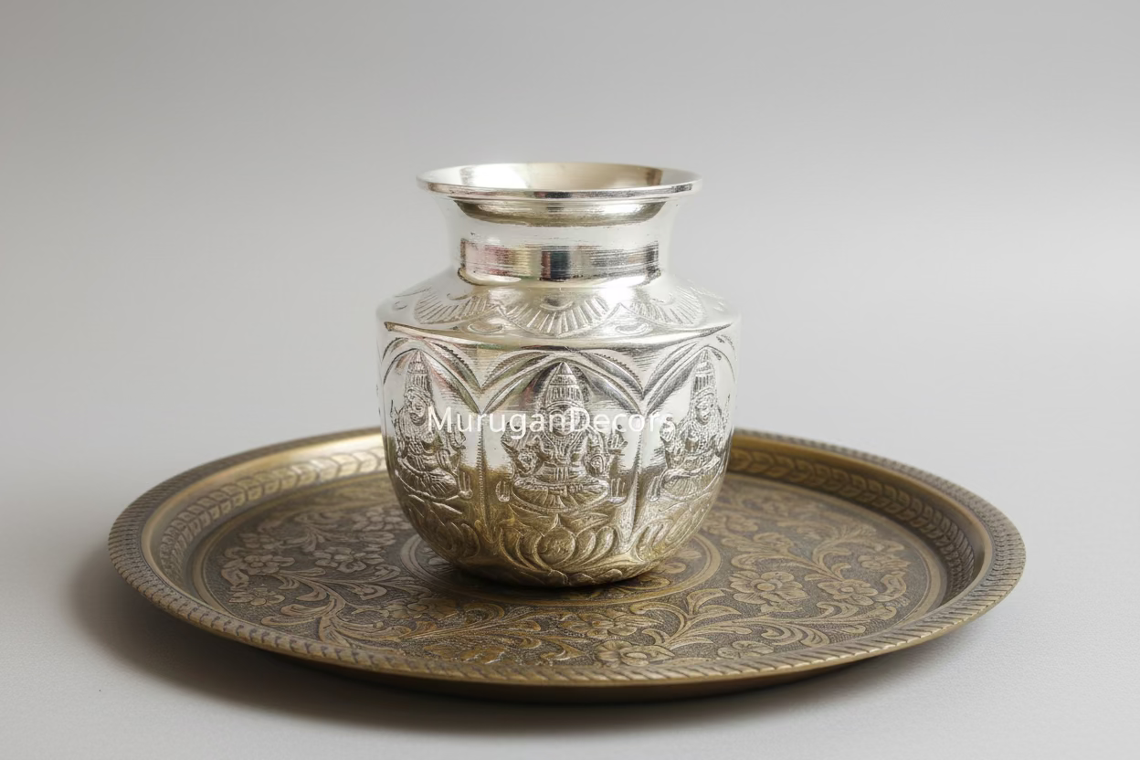 German silver 5inch Kalash |Pure German silver Ashtalakshmi kalasha/ pooja kalasham / Kalash for Puja |traditional Hindu Lota for Prayer – Spiritual Decor , Housewarming Gift – Karwa Chauth & Diwali Vessel