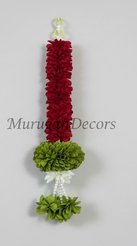 2 feet maroon and white Lilly garland for housewarming decoration backdrop garlands(count-1)|Haldi decorations|wedding and diwali garlands|ganesha festival hanging decors