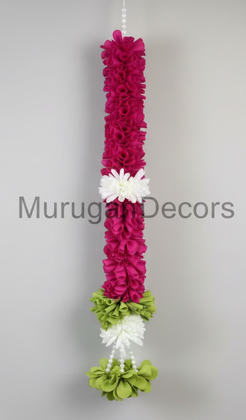 2 feet maroon and white Lilly garland for housewarming decoration backdrop garlands(count-1)|Haldi decorations|wedding and diwali garlands|ganesha festival hanging decors