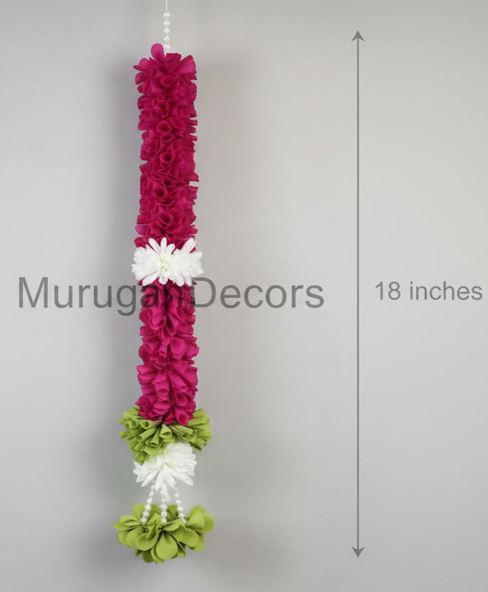 2 feet maroon and white Lilly garland for housewarming decoration backdrop garlands(count-1)|Haldi decorations|wedding and diwali garlands|ganesha festival hanging decors