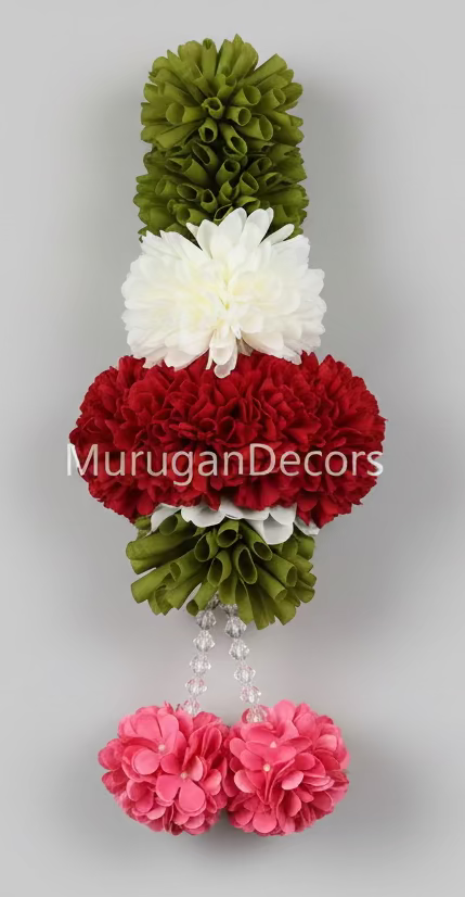 2 feet maroon and white Lilly garland for housewarming decoration backdrop garlands(count-1)|Haldi decorations|wedding and diwali garlands|ganesha festival hanging decors