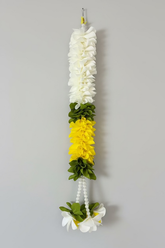 Jasmine Artificial Flower garland Decor | Yellow marigold flower| StairCase hangings|garland strings/ housewarming Pooja Decor /  Ganesh/Diwali Festival Decor