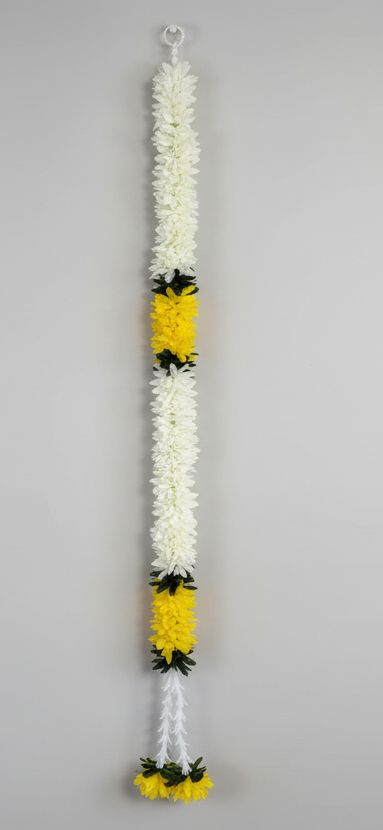 2.5 feet yellow Lilly garland for housewarming decoration backdrop garlands(count-1)|Haldi decorations|wedding and diwali garlands|ganesha festival decor