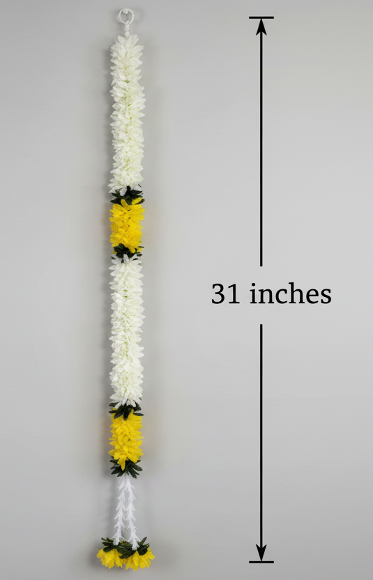 2.5 feet yellow Lilly garland for housewarming decoration backdrop garlands(count-1)|Haldi decorations|wedding and diwali garlands|ganesha festival decor