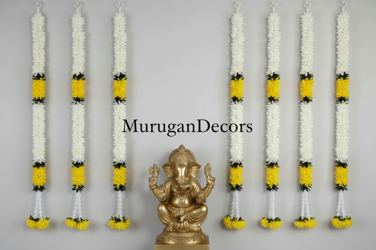 2.5 feet yellow Lilly garland for housewarming decoration backdrop garlands(count-1)|Haldi decorations|wedding and diwali garlands|ganesha festival decor