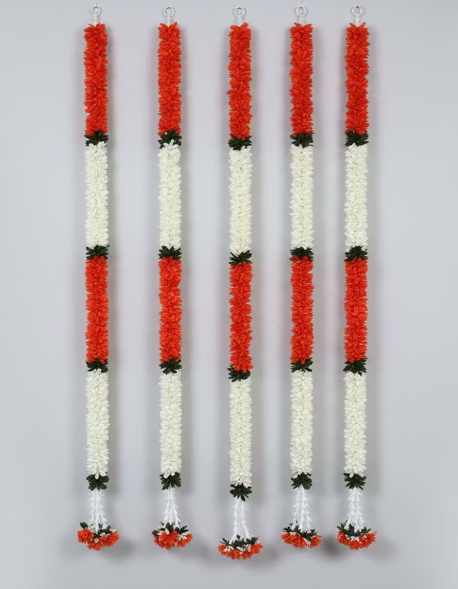 4 feet Lilly garland for housewarming decoration backdrop garlands(count-1)|Haldi decorations|wedding and diwali garlands