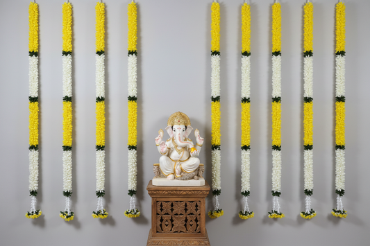 4 feet Lilly garland for housewarming decoration backdrop garlands(count-1)|Haldi decorations|wedding and diwali garlands