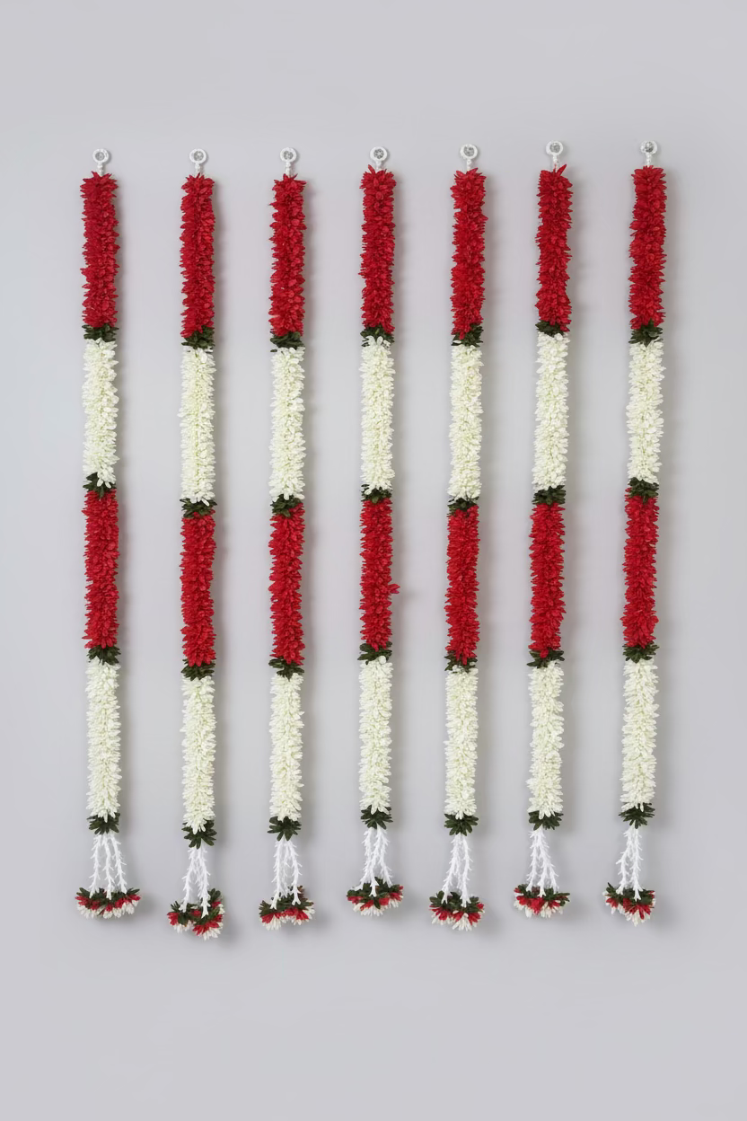 4 feet Lilly garland for housewarming decoration backdrop garlands(count-1)|Haldi decorations|wedding and diwali garlands