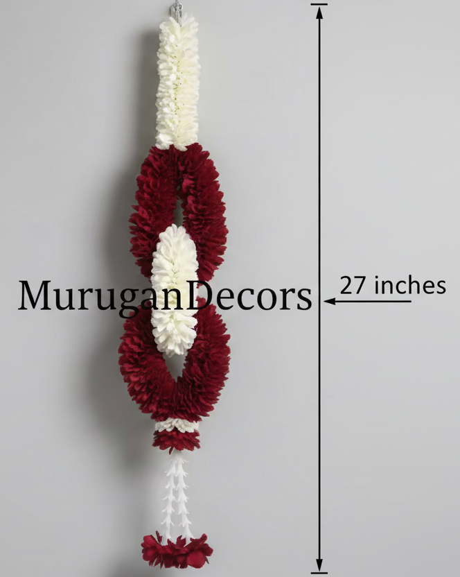 2 feet maroon and white Lilly garland for housewarming decoration backdrop garlands(count-1)|Haldi decorations|wedding and diwali garlands|ganesha festival hanging decors