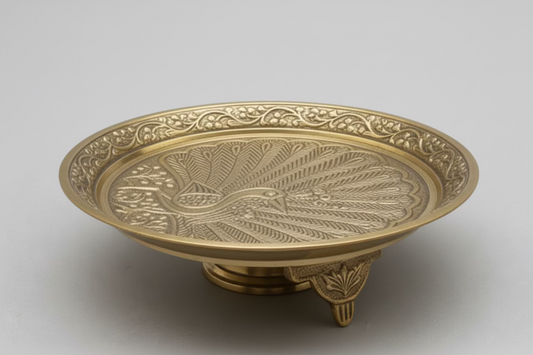 Brass Antique Finish Swamy Stand/Brass Traditional Pooja Chowki/Pooja peacock design Stand/Pooja Décor/Puja Mandir Décor/Samy Peedam/Chowki  6 inch |Brass Pooja Chowki | Handcrafted Brass Manai & God Stand for Mandir