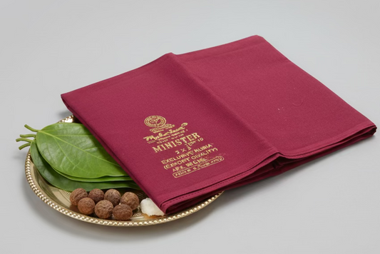 Maroon Pooja cloth and blouse piece for Home pooja 