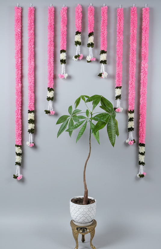 Indian Artificial flower garland pooja backdrop garland set for housewarming/festival decorations/pink garlands