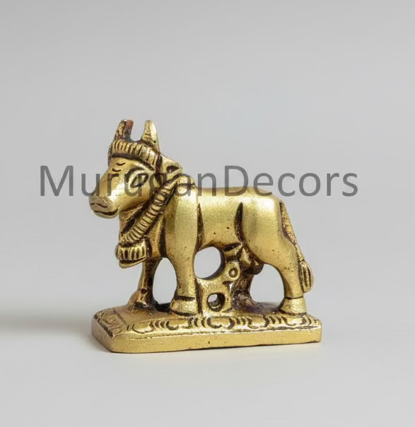 Brass Hindu god idols | mini Kamdhenu Cow With Calf Idol With Base- 2 Inches | Brass Idol | Antique Polish Cow And Calf Statue for Home | Antique Brass Statue|Cow and Calf brass Statue for housewarming gifts