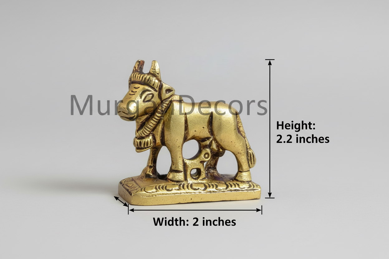 Brass Hindu god idols | mini Kamdhenu Cow With Calf Idol With Base- 2 Inches | Brass Idol | Antique Polish Cow And Calf Statue for Home | Antique Brass Statue|Cow and Calf brass Statue for housewarming gifts