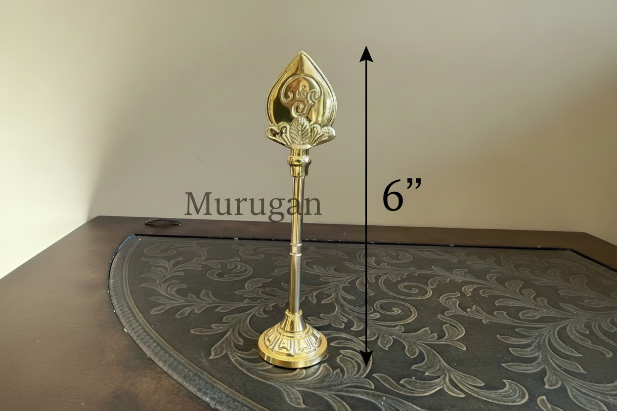 Brass Vel With Base - 6 x 1.5 Inches | Murugan Vel/ Brass Astras/ Lord Muruga Vel for Pooja|home worship|Hindu Karthikeyan pooja|Vel Pooja