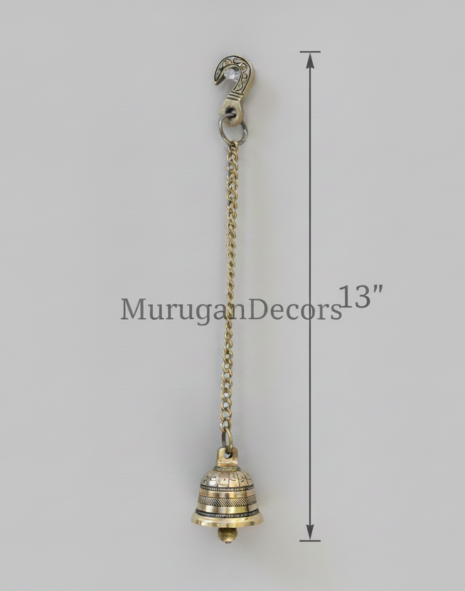 Brass Decorative hanging Bells for Pooja Mandir – Handcrafted Temple Bells for Hindu Worship; Spiritual Decor|Home Decor Item/Best House Warming Gift/Home Decorative by Indian Collectible