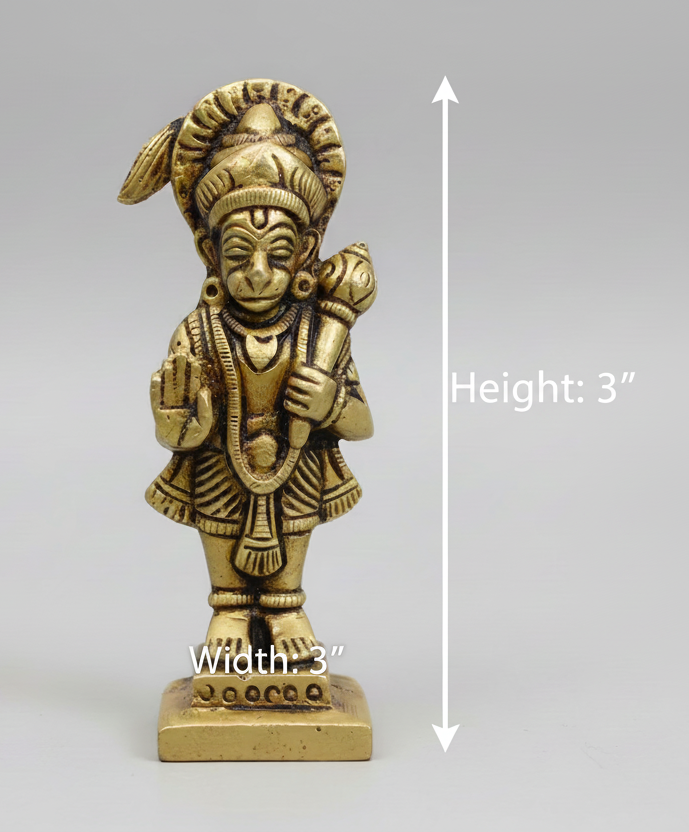 Brass Hanuman Idol – Lord Hanuman Statue| Panchamuki Hanuman statue|Hindu god idols for pooja room | (3 inch) |God Murti | Antique Brass Statue for Hindu pooja