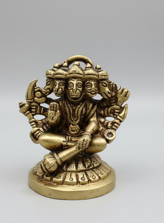Brass Hanuman Idol – Lord Hanuman Statue| Panchamuki Hanuman statue|Hindu god idols for pooja room | (3 inch) |God Murti | Antique Brass Statue for Hindu pooja
