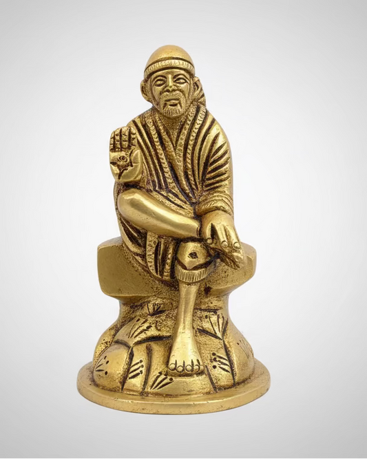 brass Sai Baba Statue|3 inch|Sainath Idols|Handcrafted Miniature Sai Baba Idol for Altar, Blessings|Idols for Hindu pooja |housewarming| festival|Return Gifts