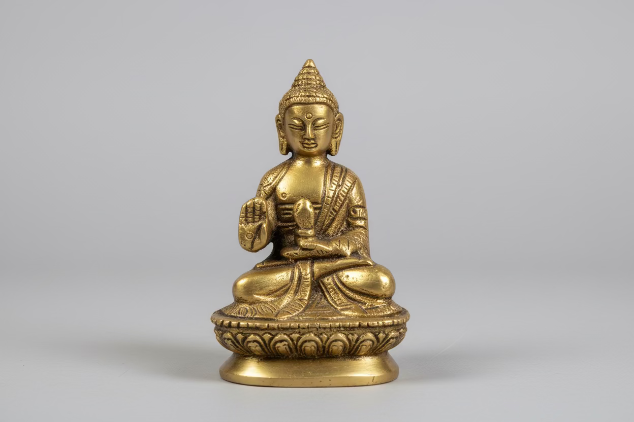 Antique Brass Buddha Statue – Handcrafted Serene Buddha Idol for Meditation|3*2 inches idols|Home Decor| Zen Decor; Spiritual Harmony-gifts