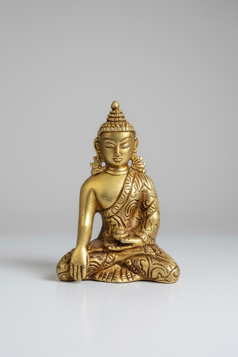Antique Brass Buddha Statue – Handcrafted Serene Buddha Idol for Meditation|3*2 inches idols|Home Decor| Zen Decor; Spiritual Harmony-gifts