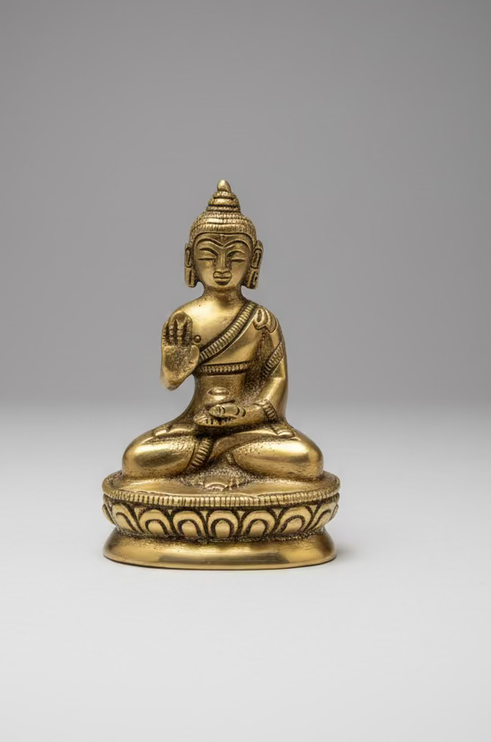 Antique Brass Buddha Statue – Handcrafted Serene Buddha Idol for Meditation|3*2 inches idols|Home Decor| Zen Decor; Spiritual Harmony-gifts