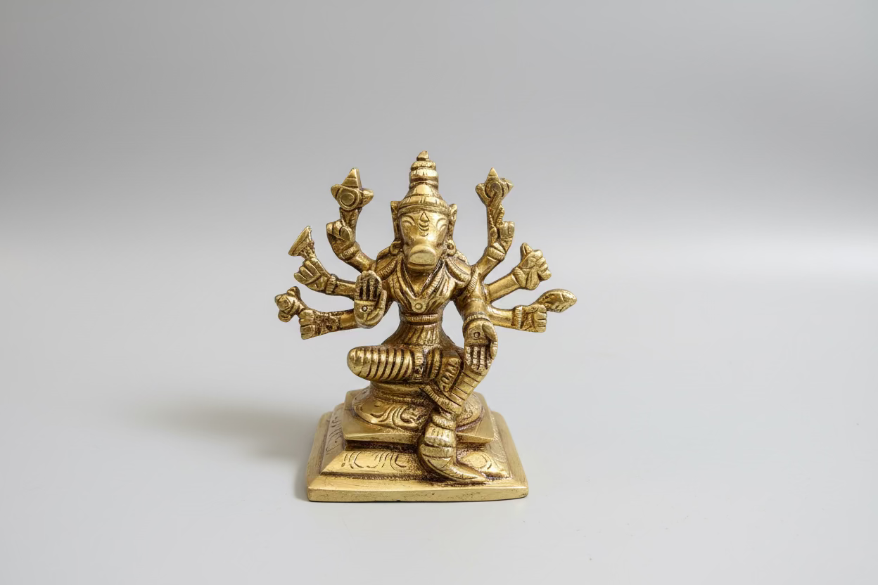 Brass Varahi Amman Idol  | 4 Inch Devi Statue|Brass Hindu god idols |Hindu Goddess Varahi Murti | Home Temple & Spiritual Decor | (2.5 inch) | Antique Brass Statue
