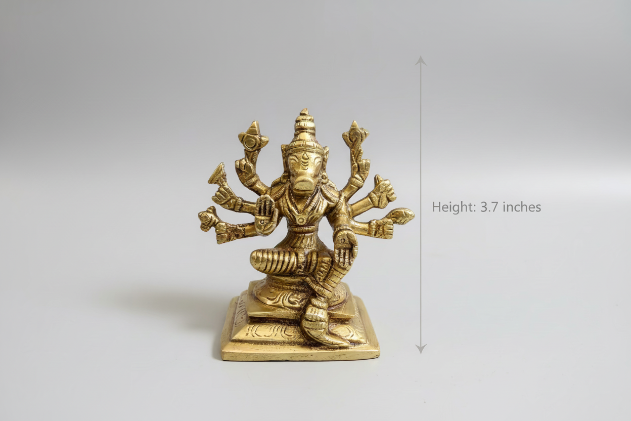 Brass Varahi Amman Idol  | 4 Inch Devi Statue|Brass Hindu god idols |Hindu Goddess Varahi Murti | Home Temple & Spiritual Decor | (2.5 inch) | Antique Brass Statue