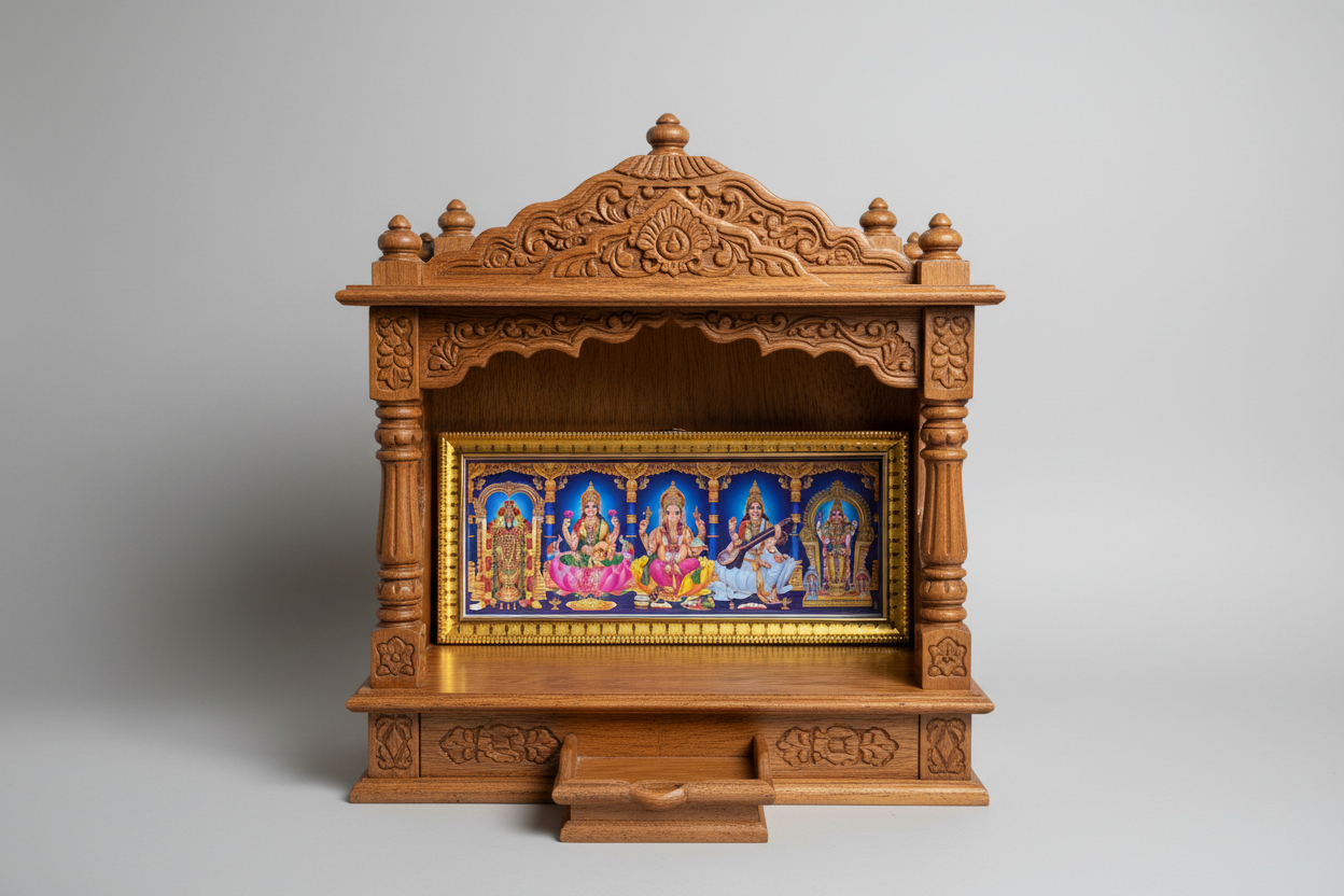 All 5 Hindu Gods Photo Frame – Lakshmi, Ganesha, Saraswati, Balaji, Murugan Divine Set for Housewarming; Pooja Mandir