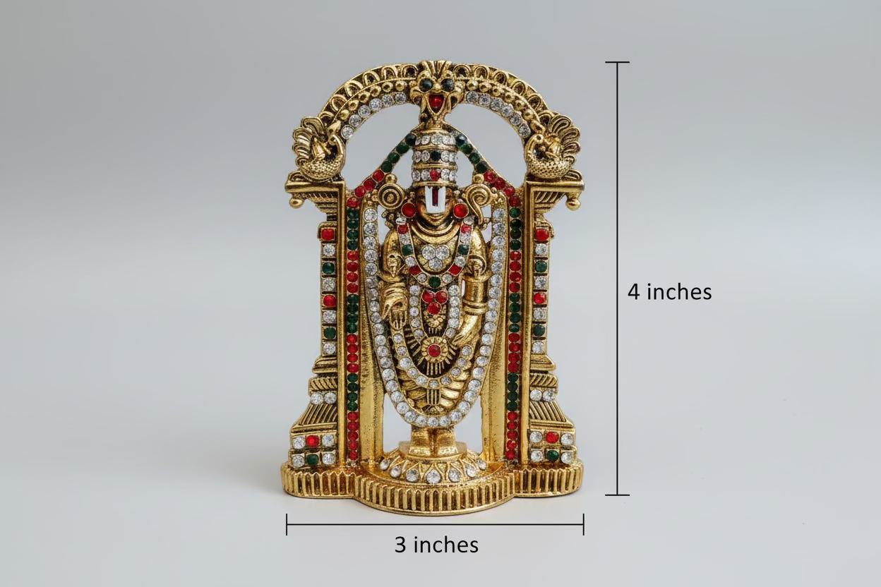 Balaji Murti - 4 x 3 Inches | Balaji Statue/ Multicolour Stone Tirupati Balaji Idol for Pooja|Idols for Hindu pooja |housewarming|ganesha| festival|Return Gifts