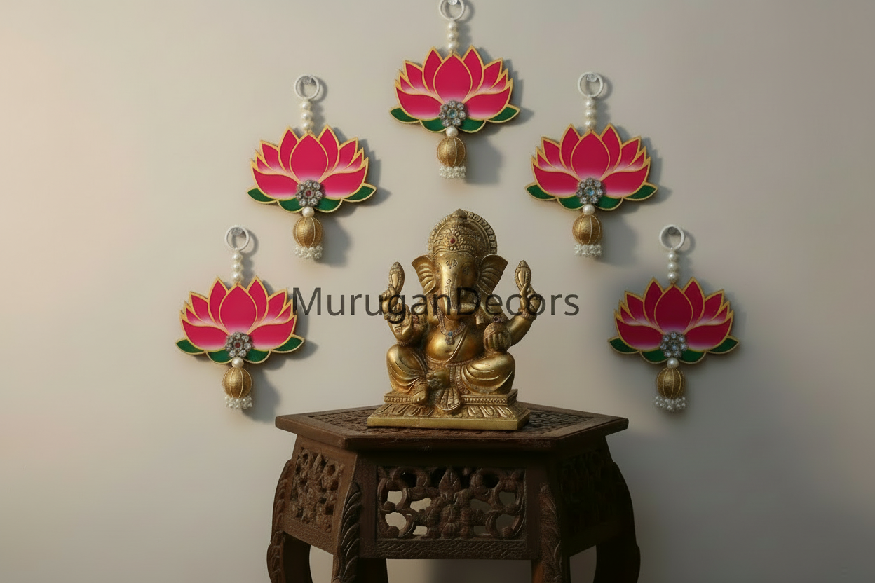1 Piece Acrylic Handmade Pink Lotus latkan with stone|Hangings Garlands |Diwali Wall Hangings | Diwali Toran|Indian Festival Decor