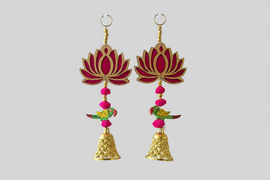 Lotus with Parrot hanging | Latkan Toran set | housewarming decorations/ pooja decoration/ Ganesha festival Decor |Diwali Decoration