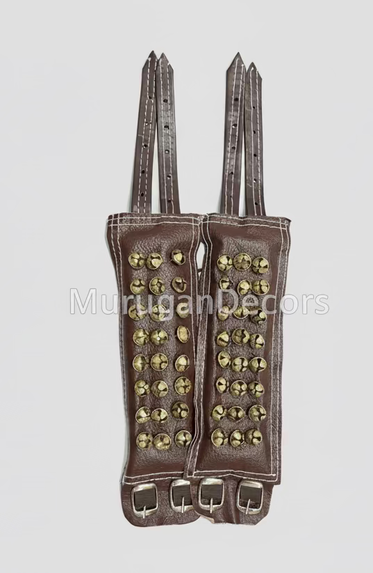 Ankle Bells 3 Line Leather Ghungroo |Bharatanatyam Salangai (Ghungroo) – Professional Ankle Bells for Indian Classical Dance Performance| Bharatnatyam, Kuchipudi| Classical Dance accessaries