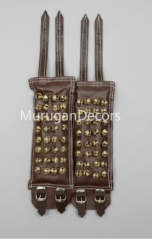 Ankle Bells 3 Line Leather Ghungroo |Bharatanatyam Salangai (Ghungroo) – Professional Ankle Bells for Indian Classical Dance Performance| Bharatnatyam, Kuchipudi| Classical Dance accessaries