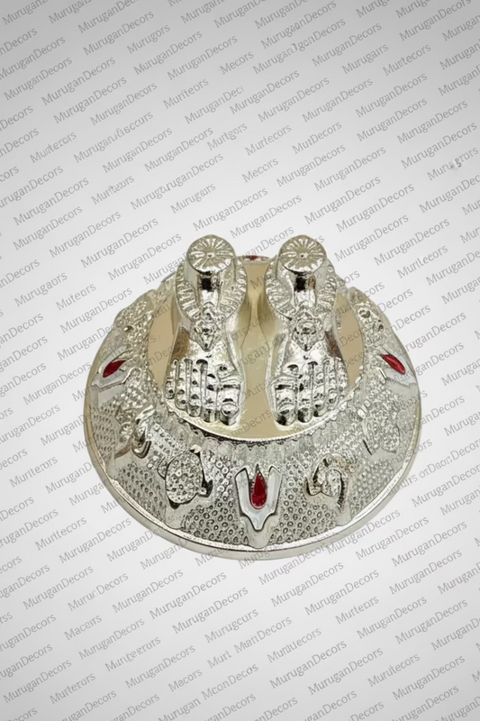 Tirupati Balaji Charan Paduka – 3" Metal Vishnu Footprints with Tilak for Pooja| Home Blessings (Gold/Silver Finish) | Traditional Housewarming Return Gifting | Hindu festival Gifts