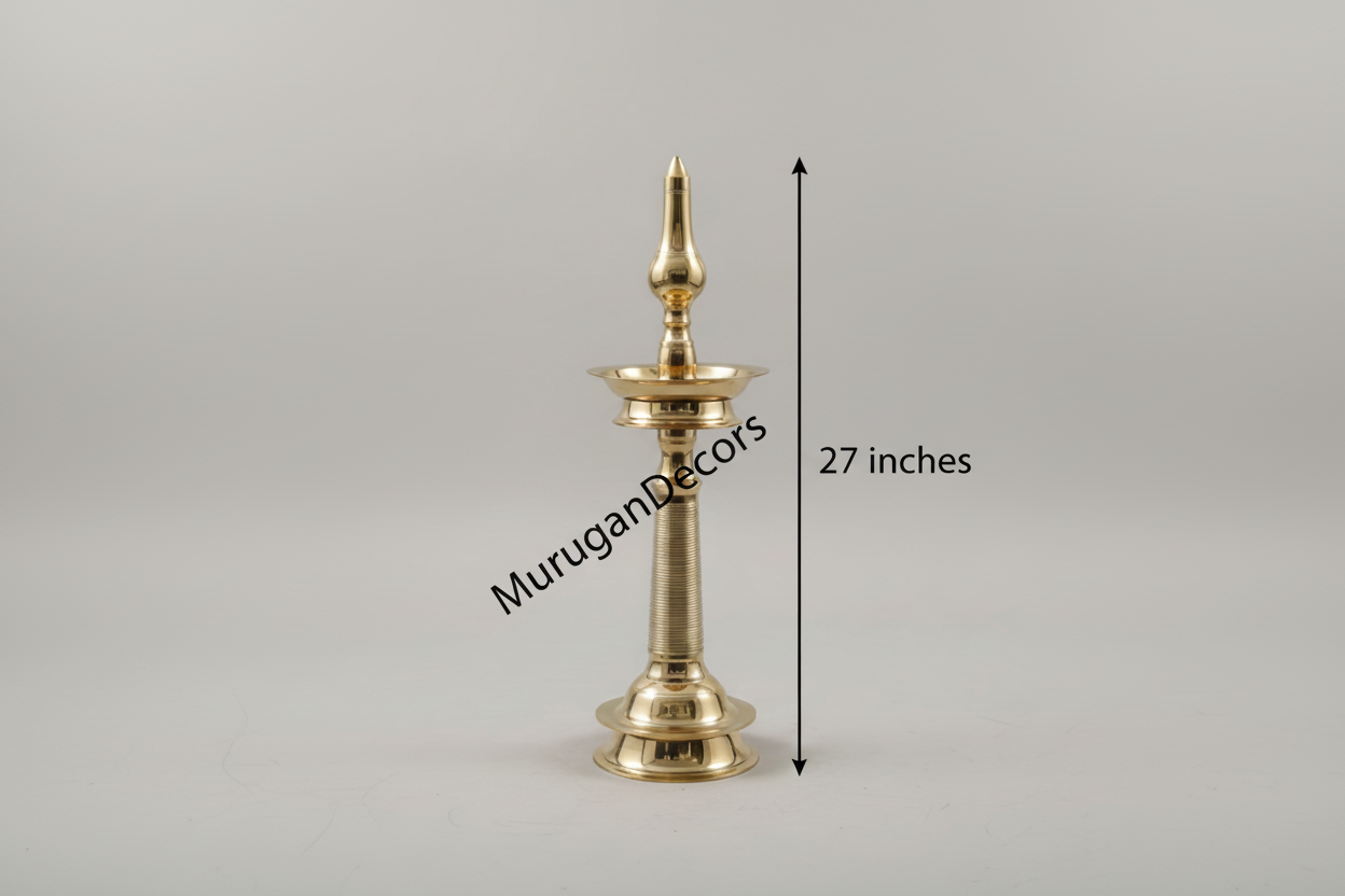 27 inch Standing Brass Kerala Samai |Traditional Kerala Lamp(Nilavilakku) | 2 feet Kerala Kuthu Vilakku | Housewarming Return Gifts|Kerala Deepam|Traditional Oil Lamp