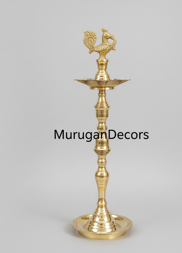 Brass Kuthu Vilakku – (16 inch) 5-Wick Traditional Oil Lamp for Hindu pooja|Home Mandir|Diya Lamp for Puja Diwali Diyas - Traditional Samai Lamp Kutthu vilakku Panchmahal Deepam - Indian Diwali Gifts