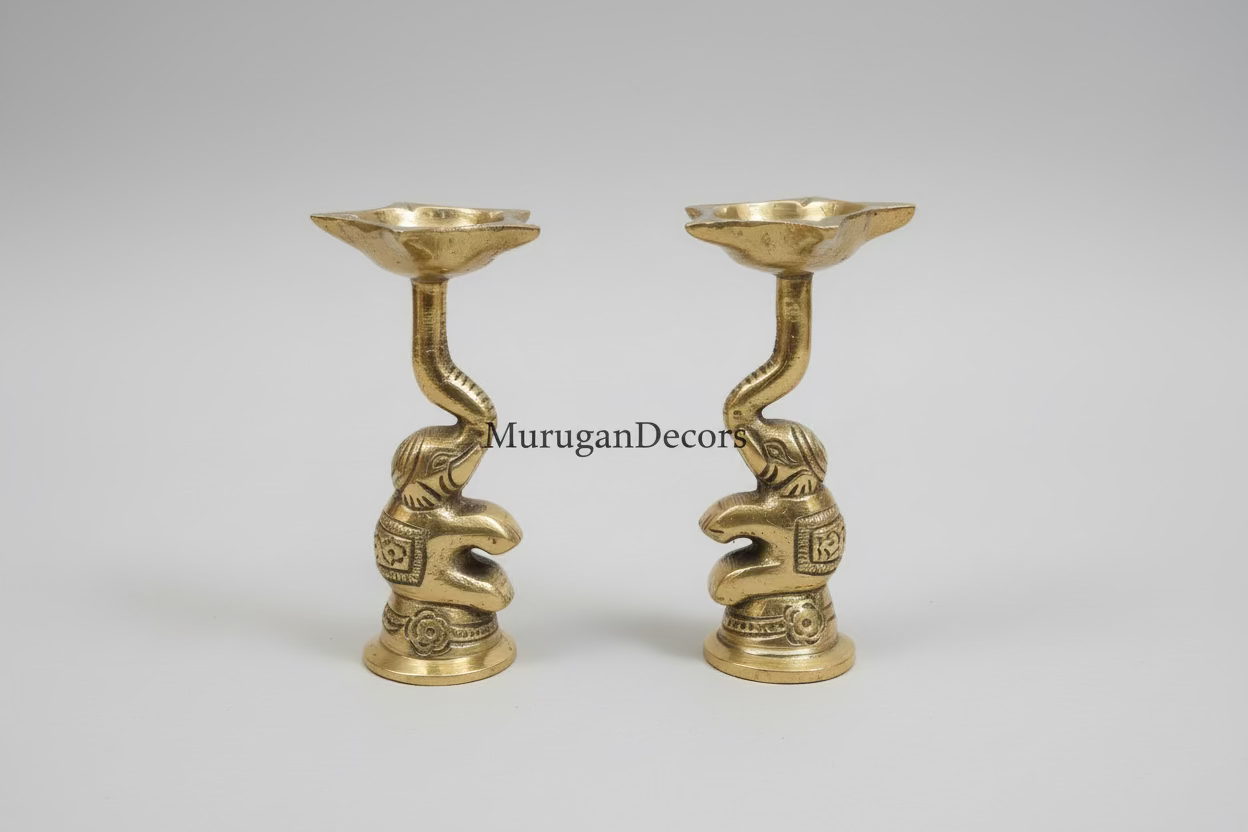 Handmade Brass Elephant Diya – Lucky Christmas Candle Holder |Indian Home Decor Item|Best House Warming Gifts|Brass Diya Oil Lamp